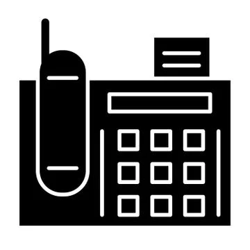 Fax solid icon. Telephone vector illustration isolated on white. Print glyph Illustrazione stock