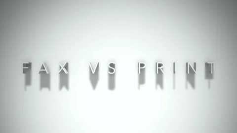 Fax vs print 3D title animation white text on a white background Stock Footage 299376714
