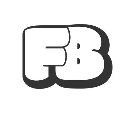 FB logo, bubble comic lettering, rounded in graffiti style black and white .. イラスト素材
