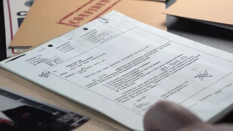 FBI Case File Folder With John Gotti Mugshot and Text Documents From Stock Footage 323878868