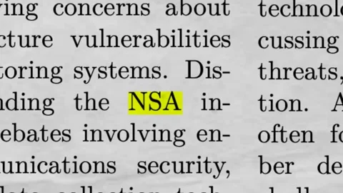 FBI CIA NSA Highlighted in Newspaper Article Intelligence Agencies and Security Stock Footage 335343704