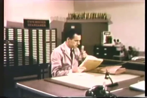 FBI laboratory document section compares suspects handwriting - 1969 Stock Footage 106068663