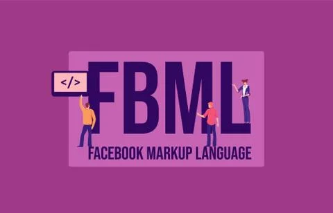 FBML Facebook markup language. Global web for communication media marketing Stock Illustration