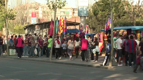 FC Barcelona stadium before game with fans Stock Footage