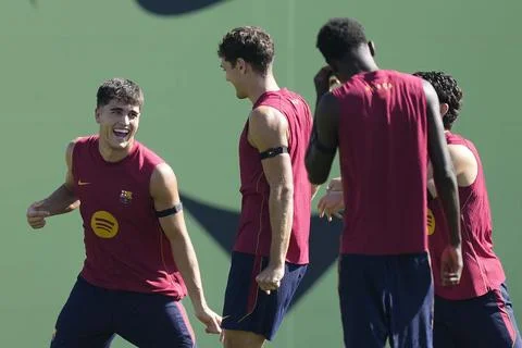 FC Barcelona training session ahead of La Liga match, Sant Joan Despi Barcelona, Stock Photos