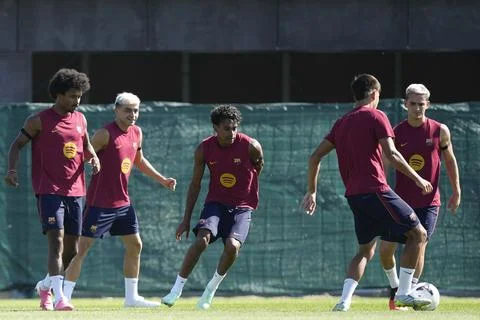FC Barcelona training session ahead of La Liga match, Sant Joan Despi Barcelona, Stock Photos