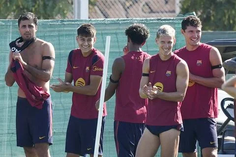 FC Barcelona training session ahead of La Liga match, Sant Joan Despi Barcelona, Stock Photos