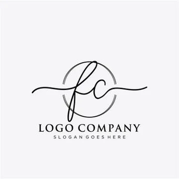 FC Initial handwriting logo design Illustrazione stock