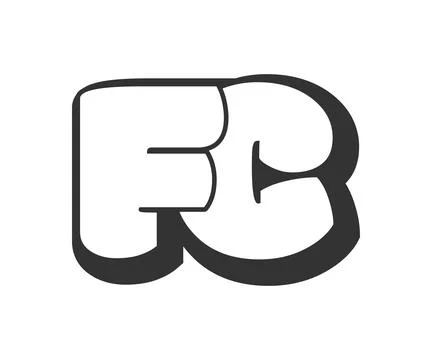 FC logo, bubble comic lettering, rounded in graffiti style black and white .. Stock Illustration