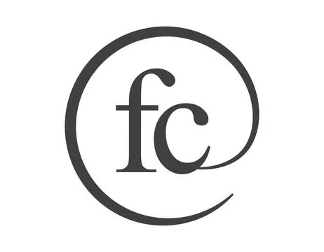 FC logo from two letter with circle shape email sign style. F and C round l.. Illustrazione stock