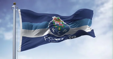 FC Porto flag waving in the wind on a clear day Stock Footage 255149722