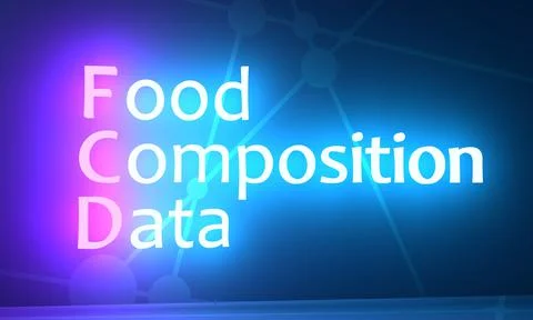 FCD - Food Composition Data acronym. Neon shine text. 3D Render Stock Illustration