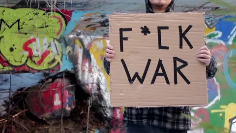 F@ck War protest Vídeo Stock 171666474
