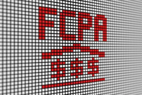 FCPA text scoreboard blurred background 3d illustration Stock Illustration