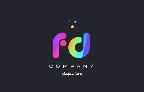 Fd f d  colored rainbow creative colors alphabet letter logo icon Stock Illustration