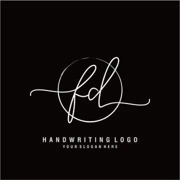 FD Initial handwriting logo design Stock Illustration