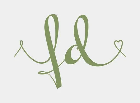 FD initial wedding monogram calligraphy vector illustration. Hand drawn let.. Illustrazione stock