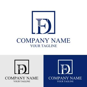 FD letter initial pillar law firm attorney vector logo design in a square box Stock Illustration