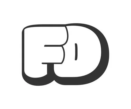 FD logo, bubble comic lettering, rounded in graffiti style black and white .. Stock Illustration