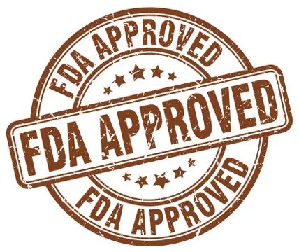 Fda approved brown grunge round vintage rubber stamp Stock Illustration