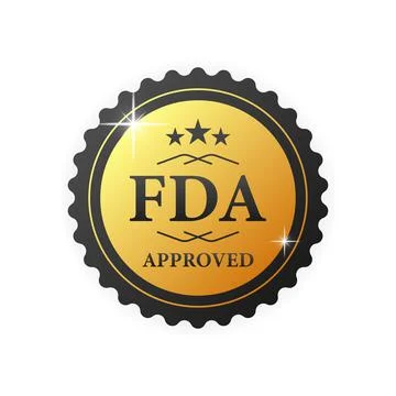 FDA approved gold rubber stamp on white background. Realistic object. Vector  Stock Illustration