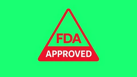 FDA Approved Graphic – Red Triangle on Green Background Stock Footage 325480858