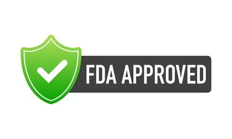 FDA approved green label on white background. Flat banner. Vector illustratio Stock Illustration