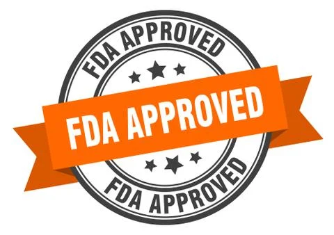 Fda approved label. fda approved orange band sign. fda approved Stock Illustration
