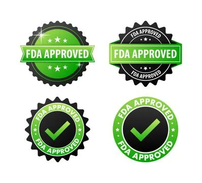 Fda approved Label. FDA Validated Quality and Safety Assurance 스톡 일러스트