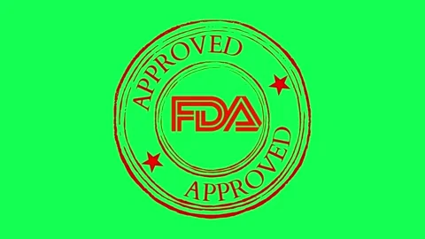 FDA Approved Red Circular Stamp Animation on Green Screen Chroma Key Stock F Stock Footage 325437033