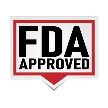 Fda approved red square price tag vector illustration Stock Illustration