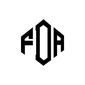 FDA letter logo design with polygon shape. FDA polygon and cube shape logo .. Stock Illustration