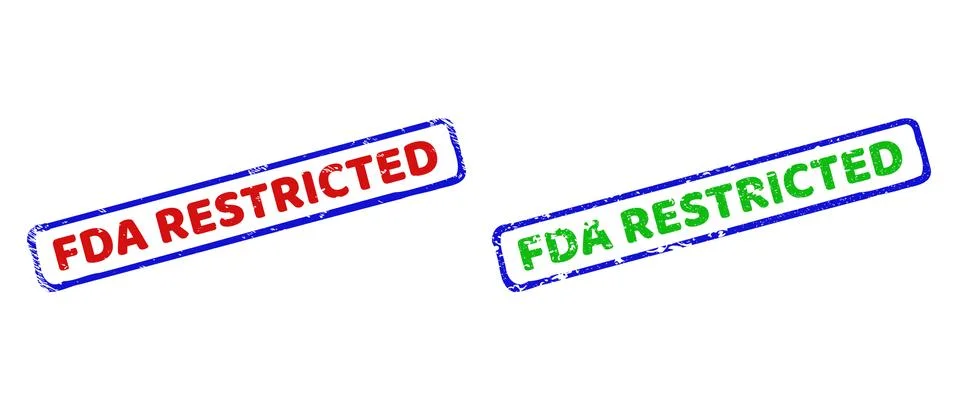 FDA RESTRICTED Bicolor Rough Rectangle Stamps with Unclean Surfaces Stock Illustration