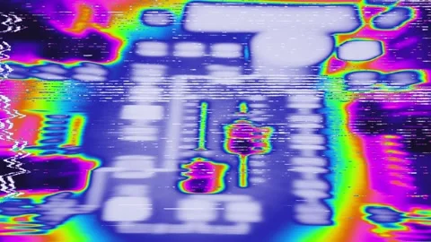 FDigital Video Audio Mixing Console, Psychedelic Glitch Color Effects Stock Footage 307414158