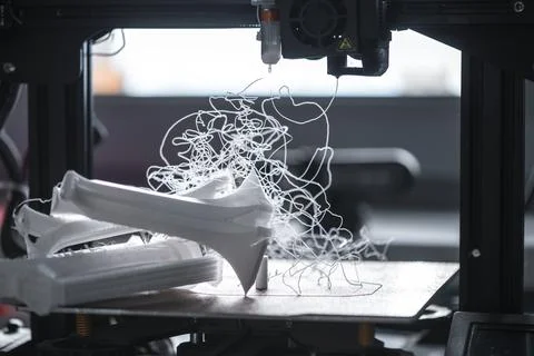 Fdm 3d printer failing during the additive manufacturing process, creating a  Stock Photos