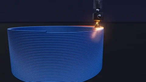 Fdm hot end extruding glowing bead spiral wall seamless loop 스톡 동영상 342595632