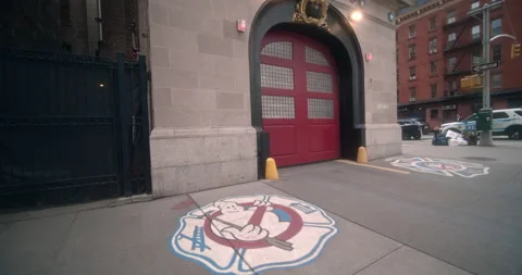 FDNY Ladder 8 Hook And Ladder, Ghost Busters Film Set, Tribeca Stock Footage 239885311