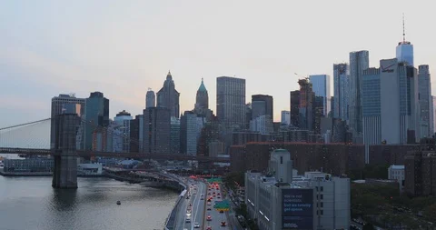 FDR drive and Brooklyn Bridge NYC Stock Footage 88069111