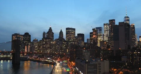 FDR drive and Brooklyn Bridge Stock Footage 88215177