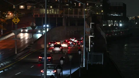 FDR Drive Highway at Night Stock Footage 244182304