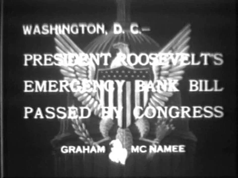 FDR makes a speech to Congress about bank operations in 1933. Stock Footage 75184912
