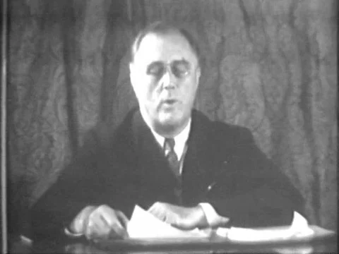 FDR makes a speech from Washington DC in 1933. Stock Footage 79462445