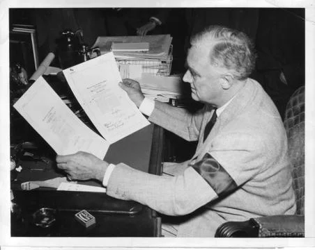 FDR Signs Declaration of War Foto stock