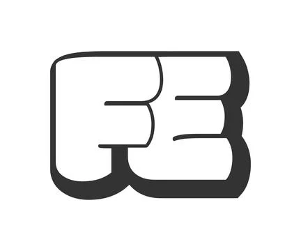 FE logo, bubble comic lettering, rounded in graffiti style black and white .. Stock Illustration