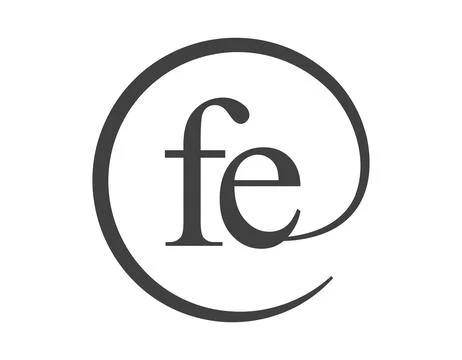 FE logo from two letter with circle shape email sign style. F and E round l.. Stock Illustration