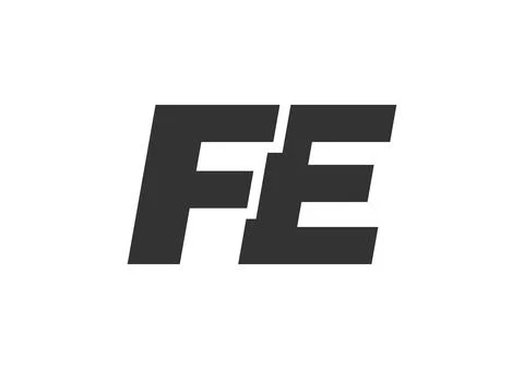 FE Techno Editable Font Logo For Corporate Branding. Bold, Futuristic Desig.. Stock Illustration