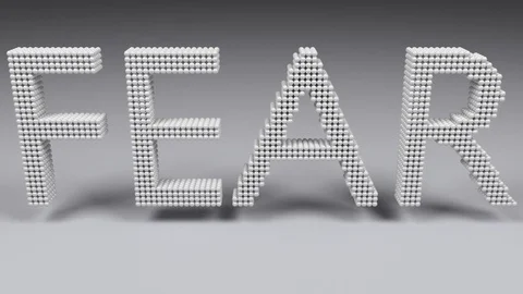 FEAR - 3D Text. Mosaic of little spheres Stock Footage 128177979