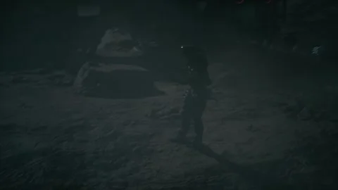 Fear and panic of the camouflaged robot during the attack on the base 01 Stock Footage 249774398