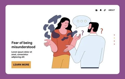 Fear of being misunderstood. Concerned tense woman, puzzled not understanding Stock Illustration