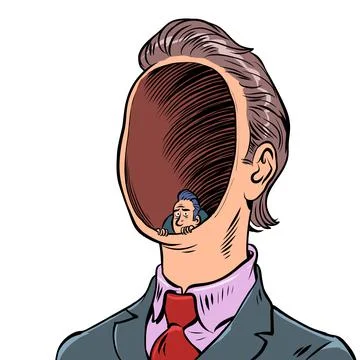 Fear caution mind thoughts psychology, secrets of male consciousness Stock Illustration